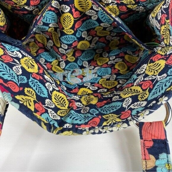 Vera Bradley Happy Snails Tall Tote Double Shoulder Strap Bag Floral W/Monogram - Picture 6 of 12